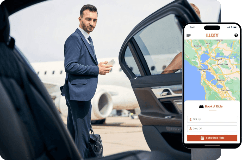 Passenger getting into their black car service